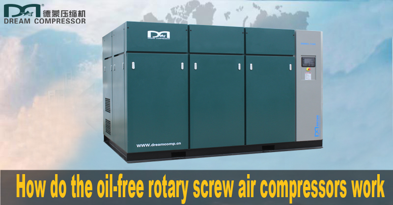 How do the oil-free rotary screw air compressors work